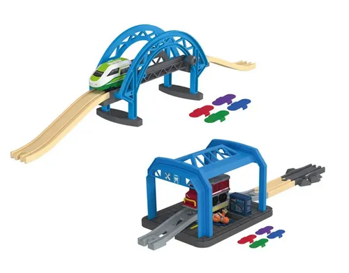Playtive Spielzeug-Eisenbahn Werkstatt & Brücke