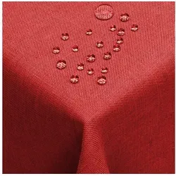 DecoHomeTextil Tischdecke Leinen Optik - Abwaschbar & Wasserabweisend - Tischdecken in Eckig 130 x 340 cm, dunkelrot - ideal für stilvolle und pflegeleichte Tischgestaltung.