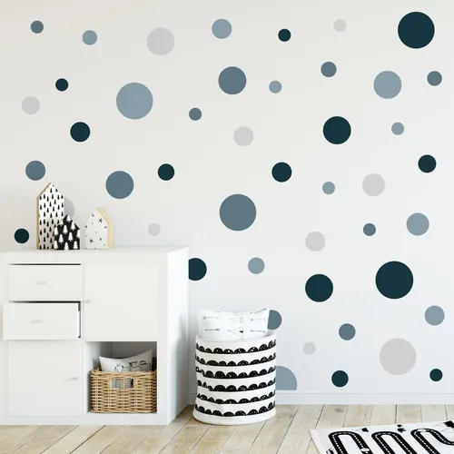 Wandtattoo Kreise Set 120 Stück Blau Grau Punkte Sticker Y068