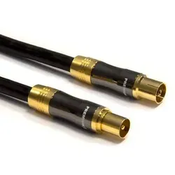 PremiumX 15m Gold-Line TV Antennenkabel Schwarz IEC-Anschlusskabel Koax Stecker - Kupplung Koaxialkabel Metallgehäuse HDTV 4K