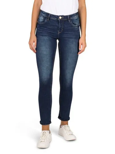 DENIMFY Slim-fit-Jeans Damen - DFElla Slim Fit Denim Hose mit Stretch - Modische Slim-fit-Jeans für Damen in DARK BLUE DENIM, perfekt für einen bequemen Look dank 2% Stretchanteil. Ideal für jeden Anlass!