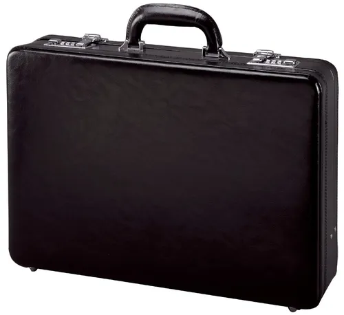 Alassio Aktenkoffer TAORMINA aus edlem Leder - Eleganter Aktenkoffer aus schwarzem Leder, ideal für Business-Meetings und bietet ausreichend Platz für Unterlagen und Laptop.