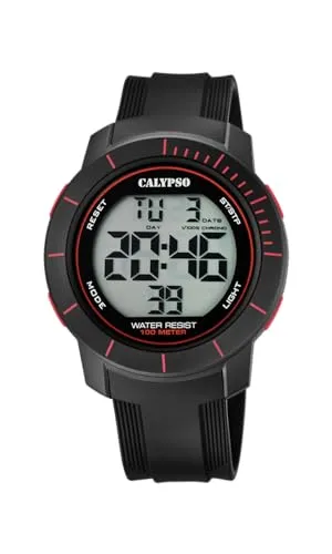 Calypso Digitale Herrenuhr Kautschuk Schwarz in rot von Calypso
