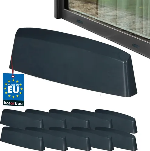 KOTARBAU® 10er Set Wasserschlitzkappen Fensterabflusslochkappen 36 mm ASA-Kunststoff Anthrazit Fensterentwässerung Entwässerung Fenster PVC Schutz Abdeckung
