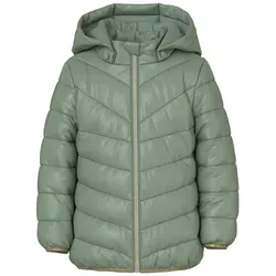 NAME IT Mädchen Nmfmonay Jacket Pb Steppjacke - Grün, Größe 92 - Funktionsjacke für Kleinkinder mit abnehmbarer Kapuze, reflektierenden Details für mehr Sicherheit und Kinnschutz am Reißverschluss.