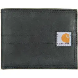 Carhartt Saddle Leather Bifold Wallet B0000207 - Schwarz - Hochwertige Männerbrieftasche aus 100% vollnarbigem Sattelleder mit sechs Kreditkartentaschen und gefüttertem Geldscheinfach - ideal für stilbewusste Männer.
