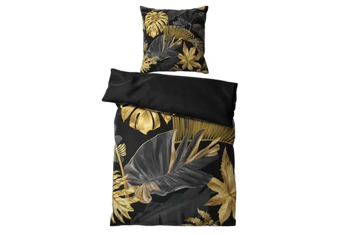 Sanilo Bettwäsche Golden Leaves 135x200 cm - Bettwäsche-Set aus 100% Baumwolle, 2-teilig mit Wendefunktion und verdecktem Reißverschluss, ideal für stilvolle Schlafzimmergestaltung.