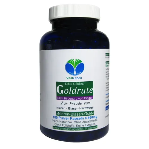 Echte Goldrute Solidago Goldrutenkraut 180 Kapseln - Hochwertige Kapseln mit 100% Echte Goldrute für die tägliche Unterstützung der Nieren und Blase. Ohne Zusatzstoffe, ideal für eine praktische Einnahme.