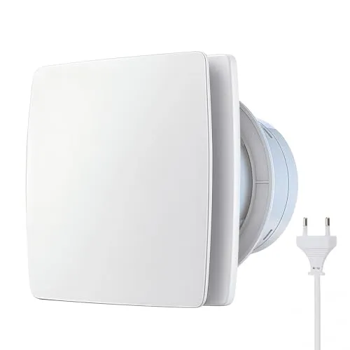 Bacxzomx Badlüfter 100mm mit Rückstauklappe, Leiser Abluftventilator 12W Ventilator Badezimmer Lüfter mit 1,1 m EU-Stecker, Wandlüfter 100mm WC Lüfter für Bad Küche Gewächshaus Garage, Weiß