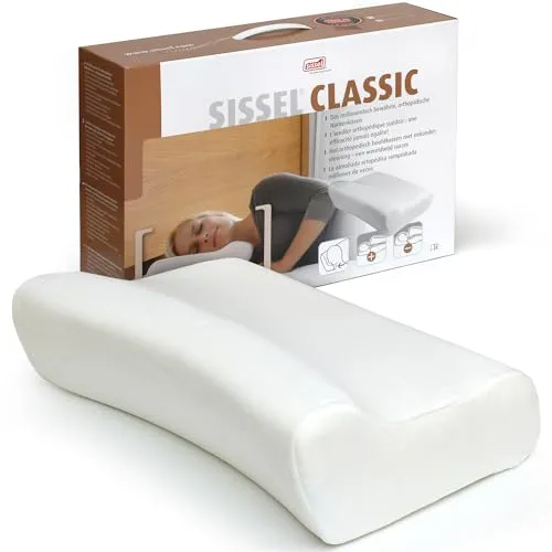 SISSEL Classic Nackenstützkissen, Orthopädisches Reisekissen L (47 x 33 x 14 cm) mit Veloursbezug