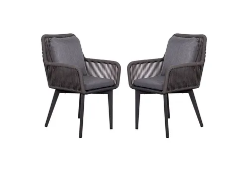bene living Gartenstuhl 2er Set Marbella Rope - Stilvolles Diningsessel-Set aus Aluminium und Rope, ideal für entspannte Stunden im Garten. Modernes Design und bequeme Polyester Sitzkissen sorgen für Komfort und Langlebigkeit.