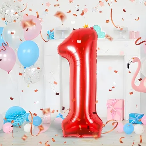 Geburtstag zahlen luftballon 1 jahre | Rot Folienballon 1 XXL -Riesen Folienballon in 40