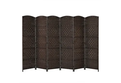 COSTWAY 6-teiliger Raumteiler Paravent Braun - Eleganter 6-teiliger Raumteiler aus Papierfaser und Pappelholzrahmen. Flexibel und platzsparend, ideal für Wohnzimmer, Schlafzimmer und Büros. Bietet stilvollen Sichtschutz und verwandelt jeden Raum in eine Wohlfühloase.