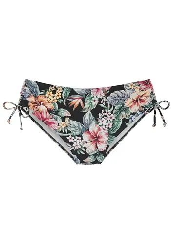 Lascana Bikinihose mit Raffung Black Print - 44 - Bikini Hose, stilvolle Raffung für einen schmeichelhaften Sitz und perfekten Komfort am Strand.