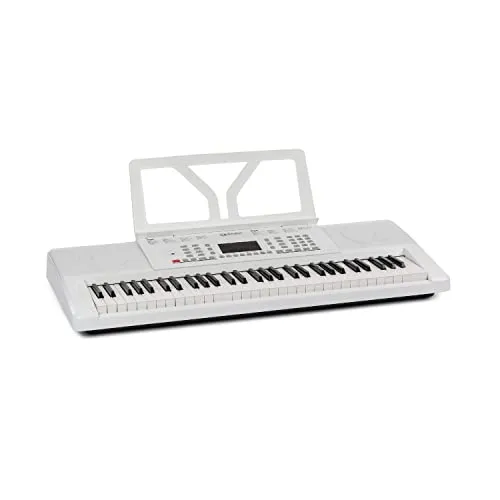 Schubert Etude 61 MK II Digital Keyboard - Tasten-Keyboard, 61 Tasten, Lern- und Aufnahmefunktion, 50 Demo-Songs, 300 Klänge/Rhythmen, Netz- und Batteriebetrieb, inkl. Notenständer, weiß