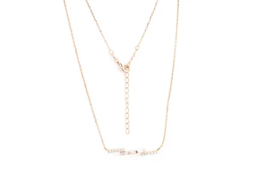 Golders Silberkette Damen Collier 925 Sterlingsilber vergoldet (mit drei Balken aus Zirkonia, 1-tlg., Karabinerverschluss), Elegante Halskette 45cm Kettenlänge Perfektes Schmuck Geschenk