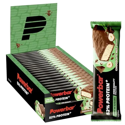 Powerbar 52% Protein Plus - Chocolate Nut Riegel - Proteinriegel mit 26 g Protein und nur 0,7 g Zucker pro Riegel, ideal für Fitness-Enthusiasten und gesundheitsbewusste Genießer.