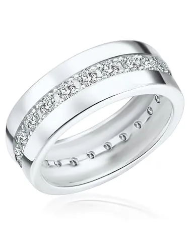 Rafaela Donata Silberring Bandring aus 925 Sterling Silber - Eleganter Memoirering aus 925 Sterling Silber mit funkelndem Zirkonia, ideal für besondere Anlässe oder als zeitloses Geschenk für Frauen.