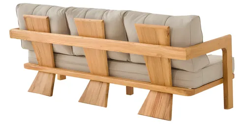 Beiges Stoff-Sofa für Terrasse & Balkon - Stilvolles Sofa für 3 Personen in Beige, ideal für den Außenbereich. Mit robustem Polyesterbezug und modernem Design bietet es Komfort und Eleganz für entspannte Stunden im Freien.