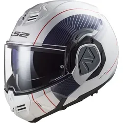 LS2 ADVANT Cooper White Blue Klapphelm - Größe XS - ECE-zugelassener Klapphelm für Unisex Erwachsene, ideal für Offroad- und Onroad-Aktivitäten mit einem stylischen, glänzenden Finish in Mehrfarbig.