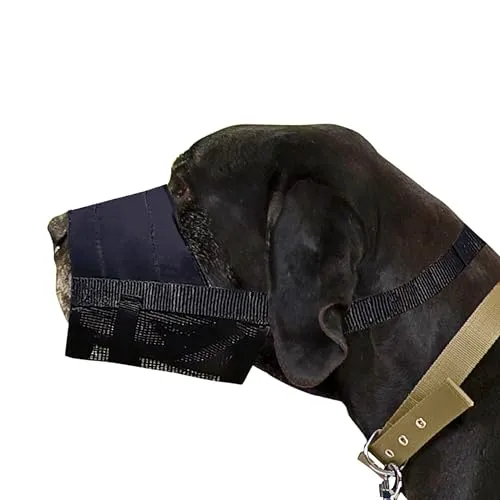 Dingo Weiches Nylon Maulkorb mit atmungsaktivem Netz Rottweiler Hund, Deutsche Dogge, Deutscher Schäferhund, Kurzzeit-Tierarzt-Maulkorb, Verstellbarer Halsgurt, Schwarz 16777-2