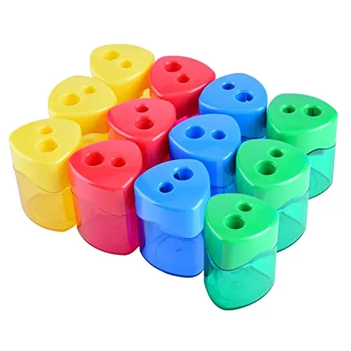Iwobi 12 Stück Manueller Bleistiftspitzer, Anspitzer Bleistift Spitzer, Anspitzer Kinder, Anspitzer Mit Behälter, Für Schule Büro Kinder Studenten Reisen-4 Farben