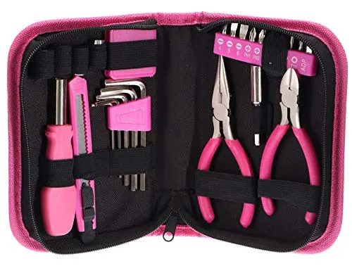 SIXTOL HOME PINK 26 Werkzeugset in einer Tasche | Für den Heimgebrauch | praktischen Werkzeug-Tasche | hochwertig | ideal für den Haushalt o. die Garage | Rosa, Schwarz