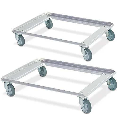 BRB Alu-Transportroller für Behälter 800x600 mm - Robuster Rollwagen aus Aluminium mit einer Tragkraft von 250 kg, ideal für den sicheren Transport von Behältern und ausgestattet mit leisen, kugelgelagerten Gummirädern.