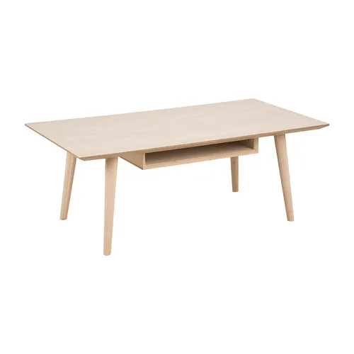 ebuy24 Cent Couchtisch mit Ablage aus Eiche - Eleganter Couchtisch in Eiche weiß pigmentiert, bietet zusätzlichen Stauraum und vereint Stil mit Funktionalität für Ihr Wohnzimmer.