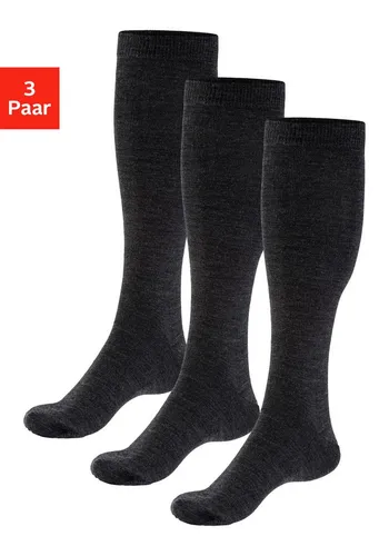 Bench. Kniestrümpfe Herren Wollkniestrümpfe, uni, weicher Abschluss (Packung, 3-Paar, Gr. 39-42 bis 47-48) Herrenkniestrümpfe mit wärmender Wolle
