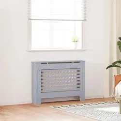 vidaXL Heizkörperverkleidung Anthrazit 112x19x81,5cm - Ersatzteile & Zubehör für Heizen & Kühlen – stilvolle MDF Heizkörperabdeckung mit modernem Latten-Design, bietet zusätzlichen Platz für Dekoration und ist einfach zu montieren.