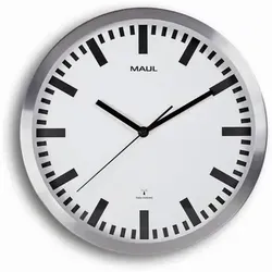 Maul Wanduhr Maulpilot Funkuhr Ø 30,5 cm - Elegante Funkuhr mit stabilem Aluminiumrahmen, automatische Zeitjustierung und gut erkennbare Balkenstriche, ideal für modernes Wohnen.