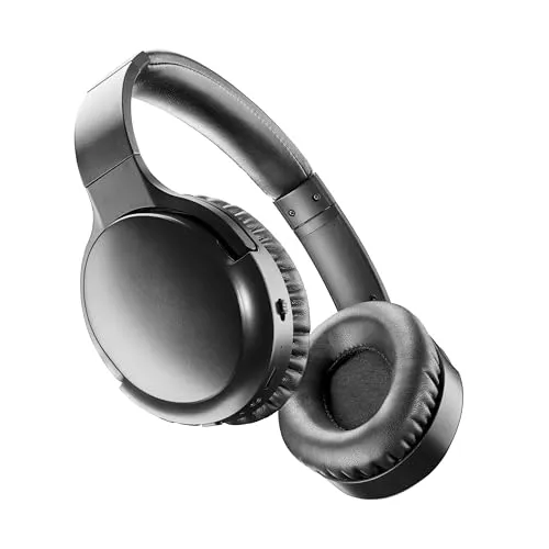 Music Sound - VIBRA - Kabelloses Bluetooth-Headset mit aktiver Geräuschunterdrückung - Unterdrückt Umgebungsgeräusche - Verstellbarer Kopfbügel - 35 Stunden Spielzeit - Schwarz