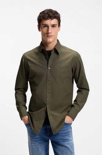 BOSS ORANGE Langarmhemd Relegant Regular Fit in Grün mit BOSS Stickerei