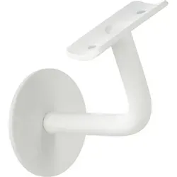 Modell K Handlaufhalter Weiss lackiert gewinkelt mit Halterplatte | Stockschraubenmontage