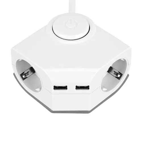 REV 2-fach Steckdosenleiste mit 2x USB - Eckmontage 2+2 - Praktische Steckdosenleiste mit 2 USB-Anschlüssen für bequemes Laden, ideal für platzsparende Eckmontage und vielseitige Nutzung.