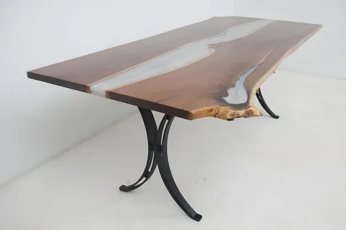 Esstisch Meer Wasser River aus echtem Holz – Flusstisch 220x110 cm - Moderner Esstisch aus hochwertigem Holz mit einzigartigem Epoxidharz-Design. Ideal für bis zu 10 Personen, perfekt für gesellige Abende im Esszimmer.