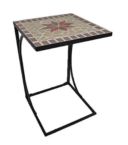Garden Pleasure Beistelltisch Amarillo - Robuster Beistelltisch aus Metall und Mosaik, ideal für Garten, Terrasse und Wintergarten. Pflegeleicht und stilvoll, Maße: L35xB35xH53 cm.