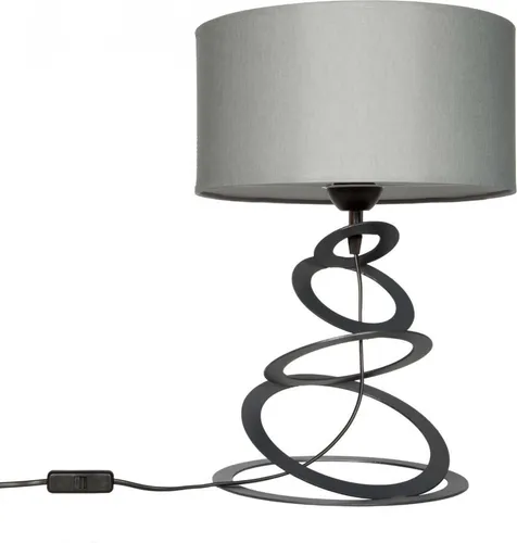 Orbit Lampenschirm Tischlampe Modern - Elegante Nachttischlampe - Tischleuchte E27 - 45x30 cm - Schwarz und Grau - Orbit