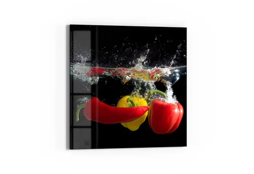 DEQORI Magnettafel 'Paprikaschoten im Wasser', Whiteboard Pinnwand beschreibbar