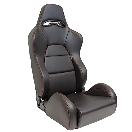 AUTO-STYLE Sportsitze 'Eco' – Schwarz Kunstleder mit roten Nähten