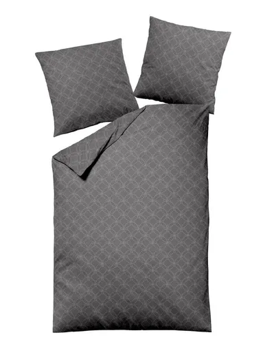 Dormisette Fein Flanell Bettwäsche 155x220 grau Kreise uni Melange - 2-teilige Dormisette Bettwäsche aus 100% Baumwolle, mit hochwertigem Feinflanell für ein kuschelig warmes Schlafgefühl. Pflegeleicht und mit Reißverschluss, ideal für gemütliche Nächte.