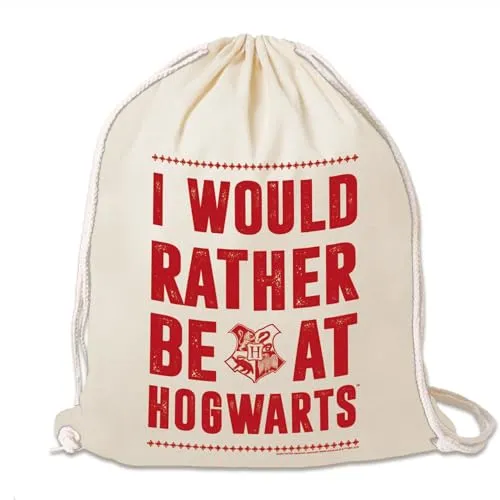Logoshirt® Harry Potter I I Would Rather Be At Hogwarts I Stoffbeutel I bedruckt I natur I AZO-free I stabiler Kordelzug I Lizenziertes Design