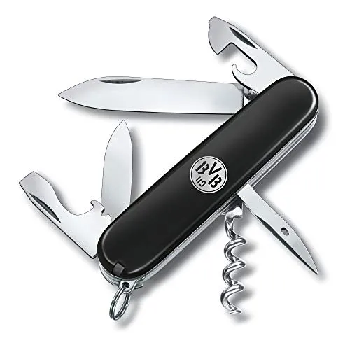 VICTORINOX Taschenmesser Spartan BVB Edition, 12 Funktionen, Swiss Made, Multitool mit großer Kling und Korkenzieher, Schwarz/Silber