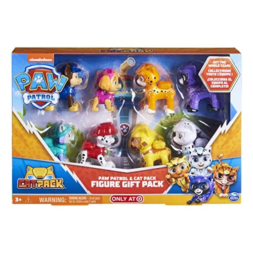 PAW PATROL Katze Pack Figur Geschenk-Pack - Tierfiguren für Kinder: Enthält 8 Sammlerfiguren der Katzenbande und Pfoten-Patrol Welpen für fantasievolles Spielen und Sammeln!