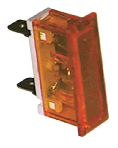 Signallampe gelb 230V Einbaumaß 34x10mm Anschluss Flachstecker 6,3mm 1W 105°C