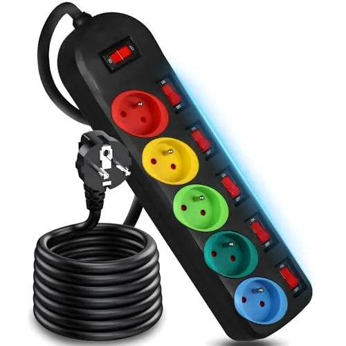 Retoo Steckdosenleiste 5-Fach mit Einzelschaltung