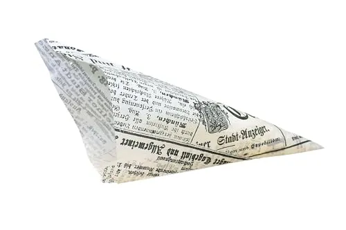 Spitztüten aus Pergament-Ersatz gefädelt - Newspaper (100 Stück, 23 cm / 250 g)