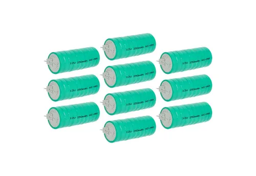 vhbw Zelle Laptop-Akku Zelle NiMH 250 mAh (12 V, 10 St), Wiederaufladbarer Knopfzellen-Akku (10x Zelle)