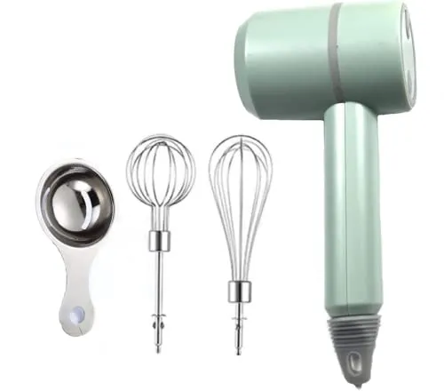 Handmixer, tragbarer, elektrischer schnurloser Handmixer, 3 Geschwindigkeiten, Küche, Backen und Kochen (grün)